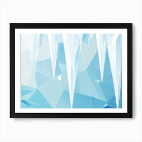 Abstract Polygonal Icicles Pattern Geometric Shapes Resembling Ice Cast In Various Shades Of White (2) Art Print