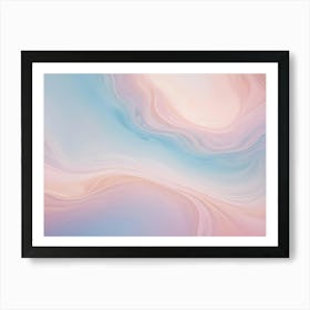 Abstract, Flowing, Pastel Colors In Shades Of Pink, Blue, And Orange, Resembling Marble Or Liquid Art Print