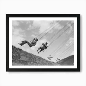 People On One Of The Rides On Amusement Row At The Labor Day Celebration, Silverton, Colorado By Art Print