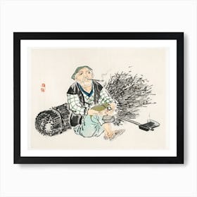 Smoking Farmer With Branches, Kōno Bairei Art Print