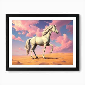 White Horse In The Desert Art Print