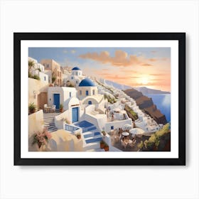 Sunset in Santorini Art Print