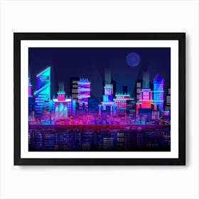 Synthwave Neon City [synthwave/vaporwave/cyberpunk] — aesthetic poster, retrowave poster, neon poster Art Print