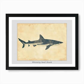 Whitetip Reef Shark Shark Silhouette 6 Poster Art Print