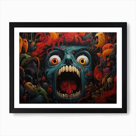 Big Head Masked Screaming Mouth Opened Art Print