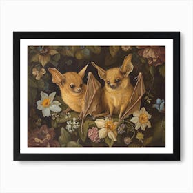 Floral Animal Illustration Bat 2 Art Print