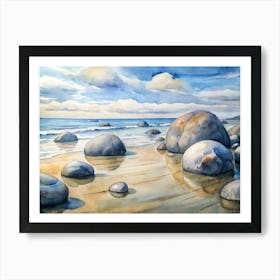 A Depiction Of The Moeraki Boulders Perfectly Rou Art Print