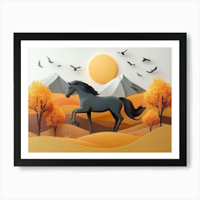 Horse In Autumn 2 Art Print