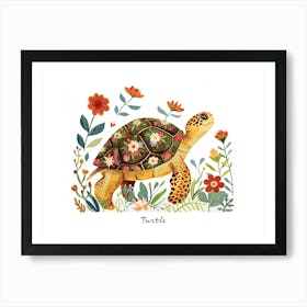 Little Floral Turtle 1 Poster Art Print