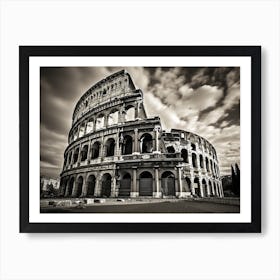 Black And White Photograph Of Colosseum Art Print