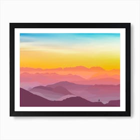 Wanderlust - Sunset In The Mountains Art Print