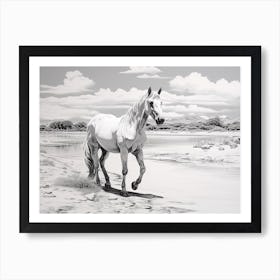 A Horse Oil Painting In Whitehaven Beach, Australia, Landscape 3 Art Print