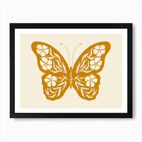 Folk Art Butterfly 01 - Mango Art Print