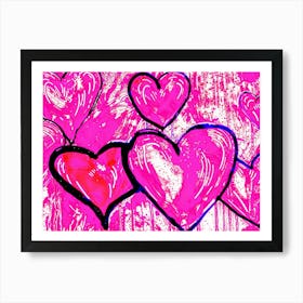 Pink Hearts Art Print