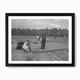 Untitled Photo, Possibly Related To Construction Of Houses (Reading Plans And Measuring), Jersey Homesteads Art Print