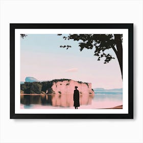 Portrait Of A Woman Standing By A Lake Art Print