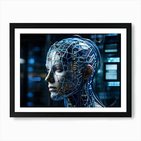 An Abstract Digital Rendering Of A Human Head Housed Within Its Embrace The Intricate Circuitry Of (3) Art Print