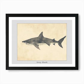 Grey Shark Silhouette 4 Poster Art Print