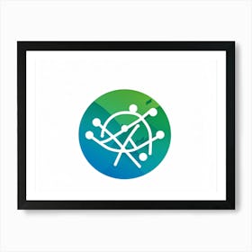 Abstract Logotype Featuring A Central Pinpoint Symbol Radiating Geolocation Lines Surrounded By Ele (5) Art Print