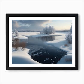 Winter Landscape Of A Wetland Blanketed In Snow Art Print