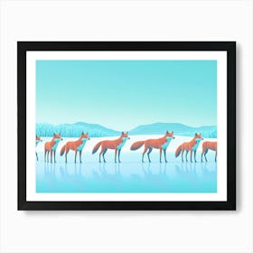 Foxes In The Snow Art Print