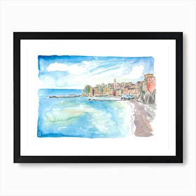 Bogliasco Bay View In Genoa Italy Art Print