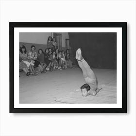 Spanish American Acrobat Of Traveling Show, Audience In Background, Penasco, New Mexico By Russell Lee Art Print