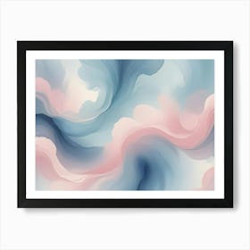 Abstract Background With Soft, Flowing Strokes Of Pink, Blue, And Gray 1 Art Print