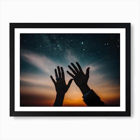 Couple Holding Hands In The Sky Art Print