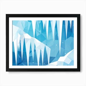 Abstract Polygonal Icicles Pattern Geometric Shapes Resembling Ice Cast In Various Shades Of White Art Print