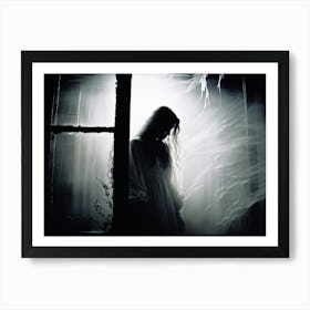 Ephemeral Entity Vocalizing Painful Sounds Through The Ethereal Partition Ghostly Silhouette Caught (2) Art Print