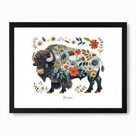 Little Floral Bison 4 Poster Art Print