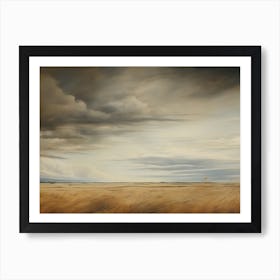 Rustic Farm Hay Field Oil Painting Art Print