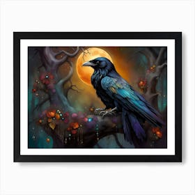 Raven In The Forest Art Print