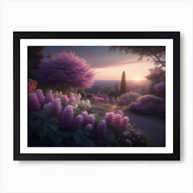 Sunset In The Garden Art Print