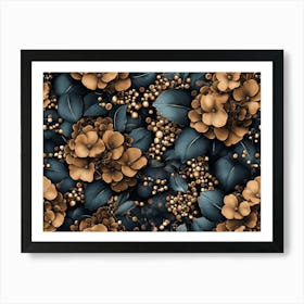 Floral Seamless Pattern with Vintage Hydrangea Flowers Leaves Art Print