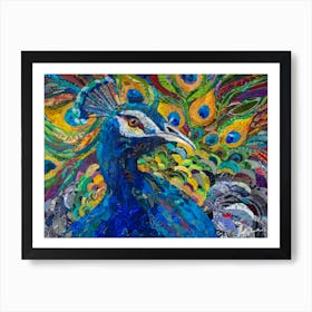 Painting Collage Peacock Party Colorful Art Print