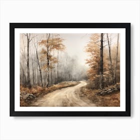 A Painting Of Country Road Through Woods In Autumn 70 Art Print