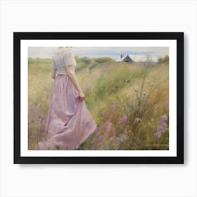 Amish Girl In Field Painting Art Print