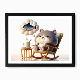 Cat In Rocking Chair Art Print