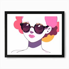 Cartoon Girl With Sunglasses Art Print