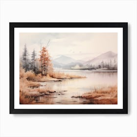 A Painting Of A Lake In Autumn 24 Art Print