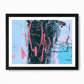 Abstract Painting Pink, Blue and Black Art Print