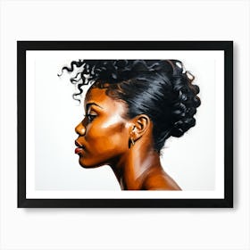 Side Profile Of Beautiful Woman Oil Painting 115 Art Print
