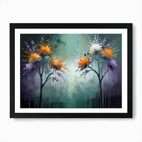 Trees In The Rain Art Print