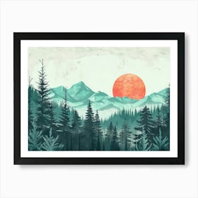 Landscape Retro Illustration 9 Art Print