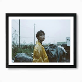 Girl In A Yellow Raincoat Art Print