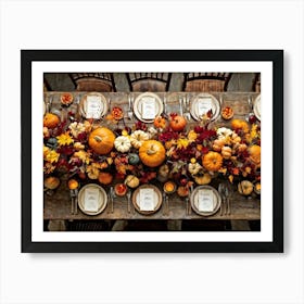 An Autumn Harvest Table Spanning Old Rustic Wooden Planks Teeming Under The Weight Of Vibrant Fre (4) Art Print