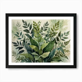 Watercolor Leaves In A Vase Art Print