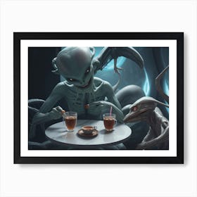 Aliens At The Table Art Print